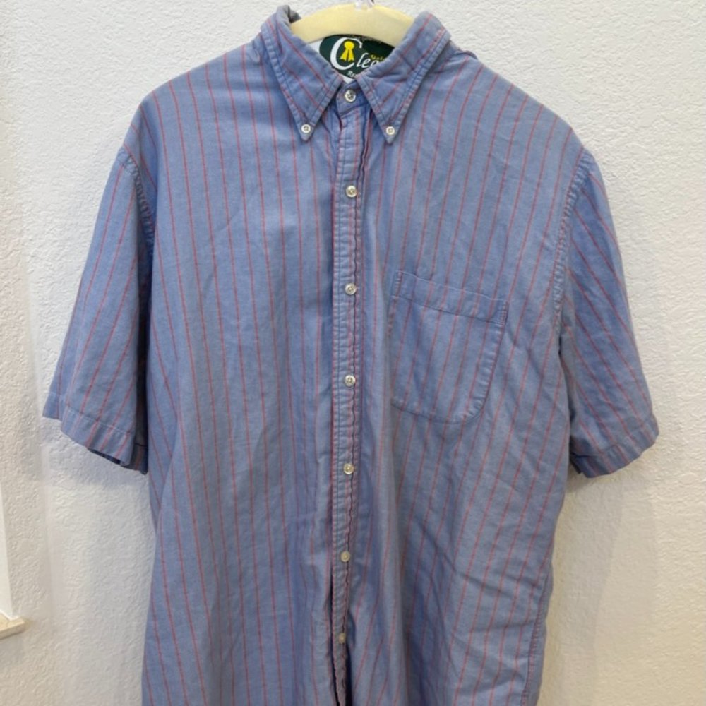 Vintage Lands' End Button Down Shirt - Short Sleeve - Mens Large 16/16 1/2